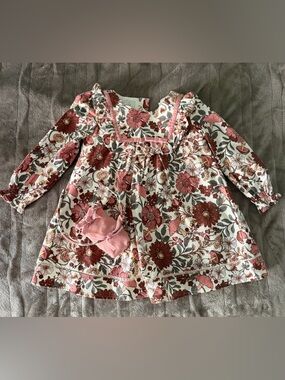 Jolie Floral Long Sleeve Dress in Cream, Pink & Brown